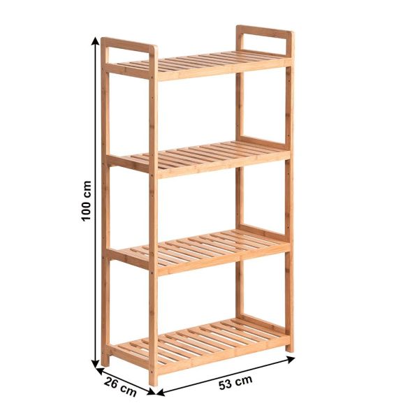 4-policový regál, prírodný bambus, FIORE TYP 2