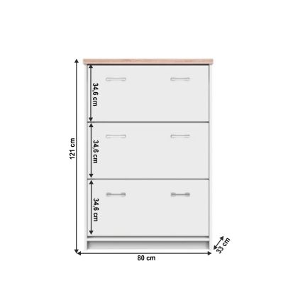 Botník 3K, biela/dub sonoma, TOPTY TYP 10 2