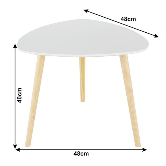 Príručný stolík, biela/drevo natural, TAVAS