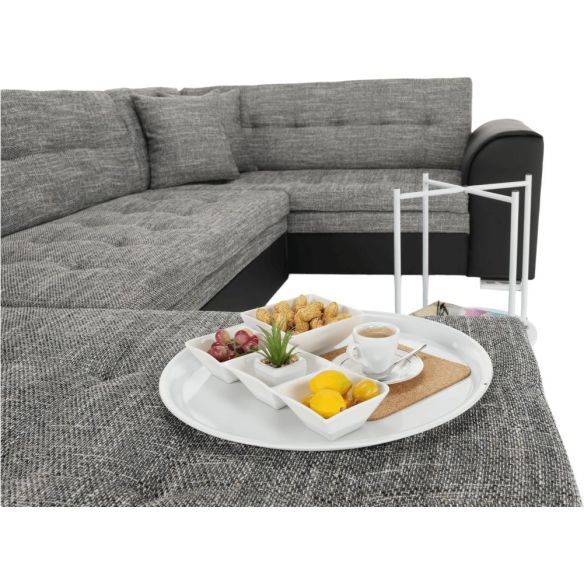 Príručný stolík s odkladacou táckou, biela, DERIN