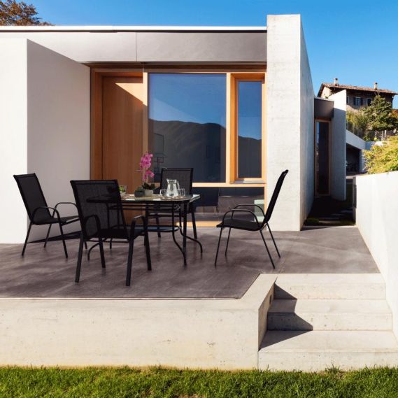 Stohovateľná stolička, tmavosivá/čierna, ALDERA