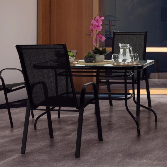 Stohovateľná stolička, tmavosivá/čierna, ALDERA