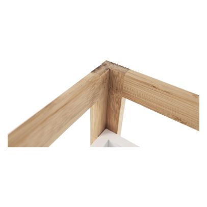 Rohový regál, biela/prírodný bambus, FONG 2