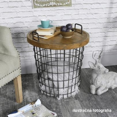 Príručný stolík, prírodná vzor/čierna, NANDO 2