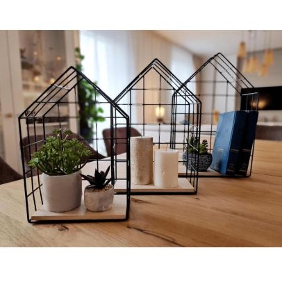 Kovové police, set 3 ks, prírodná/čierna, AZURI 2