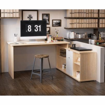 Písací stôl, dub sonoma/biela, DALTON 2 NEW VE 02 2