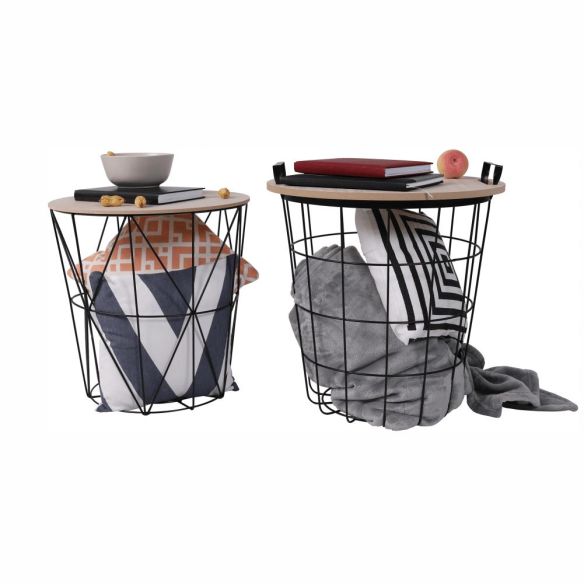 Príručný stolík, prírodná/čierna, NANCER TYP 2