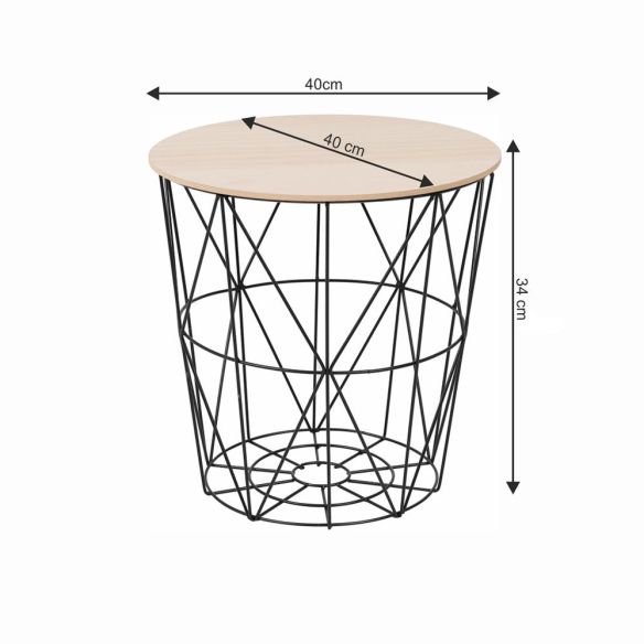 Príručný stolík, prírodná/čierna, NANCER TYP 2