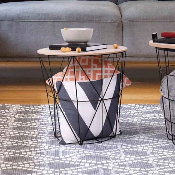 Príručný stolík, prírodná/čierna, NANCER TYP 2