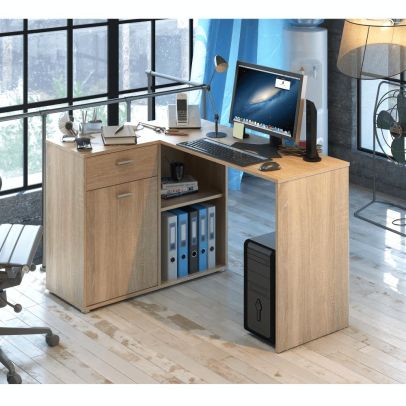 Rohový PC stôl, dub sonoma, KALIMERO 2
