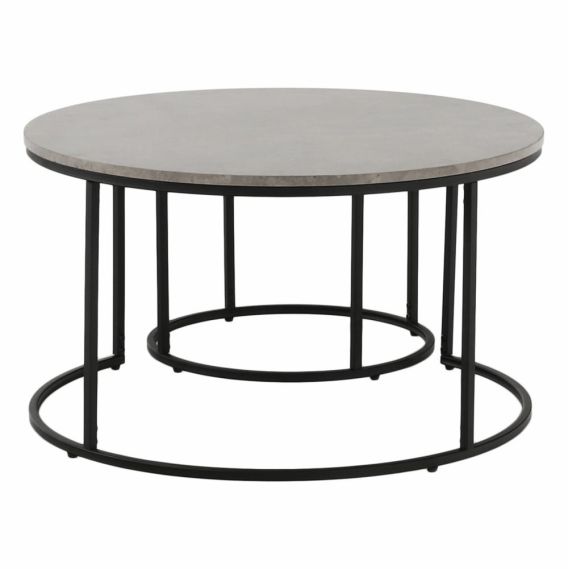 Konferenčné stolíky, set 2 ks, betón/čierna, IKLIN