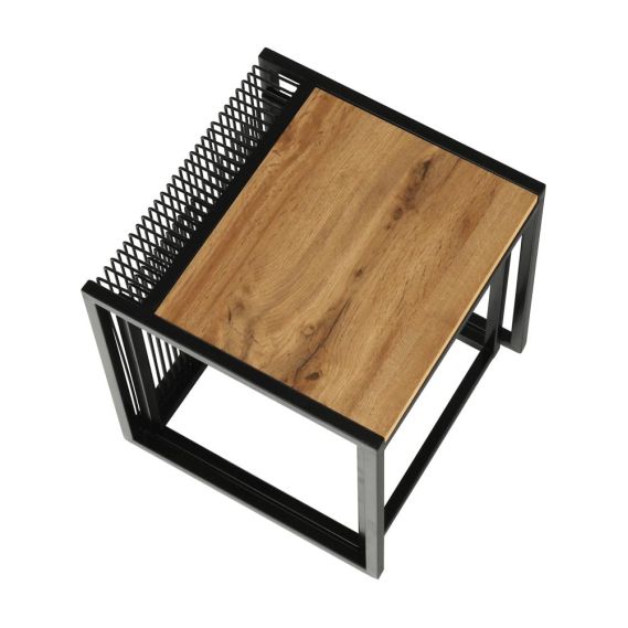 Konferenčné stolíky, set 2 ks, dub/čierny, RIMBO