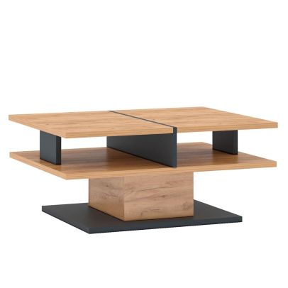 Konferenčný stolík T, dub craft zlatý/grafit sivá, FIDEL