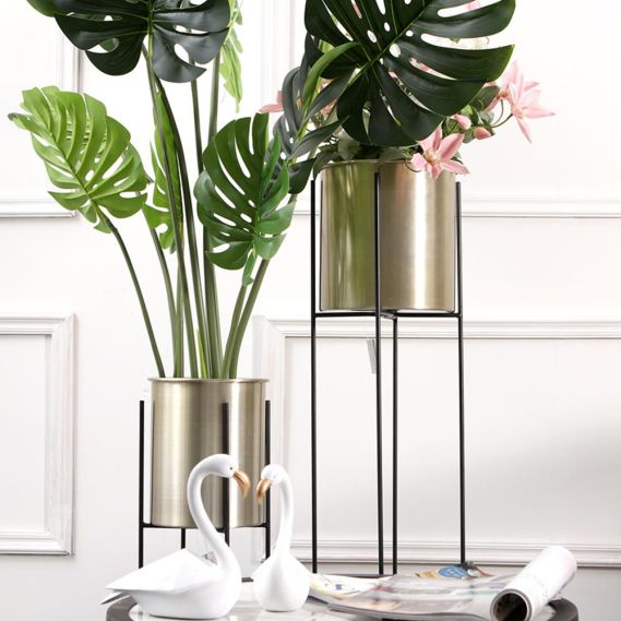 Kvetináč, čierna/zlatá, JUDE TYP 2