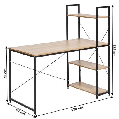 PC stôl/viacúčelový praktický stôl, dub/čierna, VEINA 2