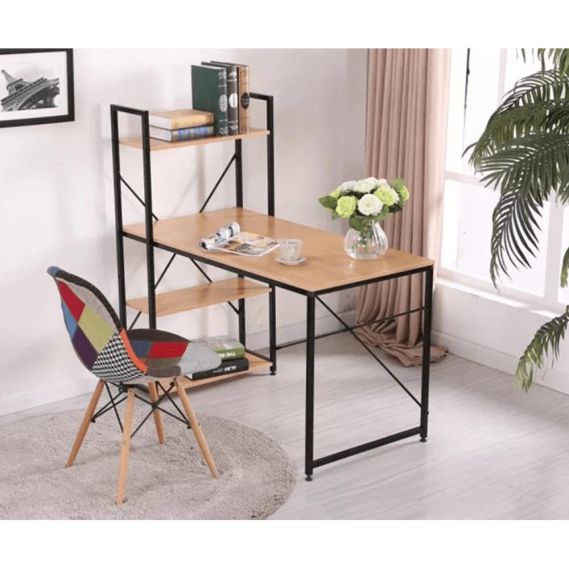 PC stôl/viacúčelový praktický stôl, dub/čierna, VEINA