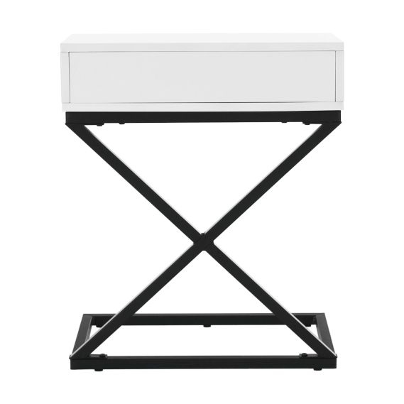 Príručný/nočný stolík, biela/čierna, VIRED