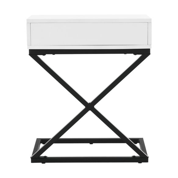 Príručný/nočný stolík, biela/čierna, VIRED