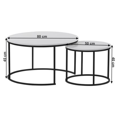 Konferenčné stolíky, set 2 ks, biela/čierna, IKLIN 2