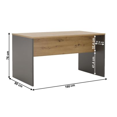 Písací stôl, grafit/dub artisan, RIOMA NEW TYP 16 2