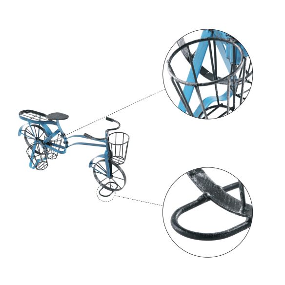 Retro kvetináč v tvare bicykla, čierna/modrá, ALBO