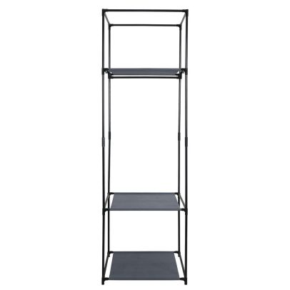 Šatníkový regál, kov/látka, čierna, ALBUS 2