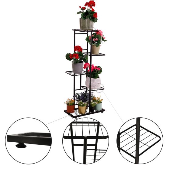 Kovový stojan na kvety, tmavosivá, BAMIR TYP 1