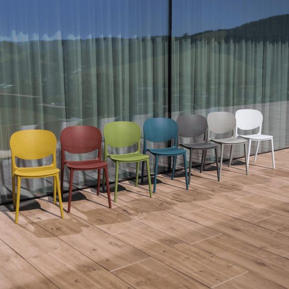 Stohovateľná stolička, žltá, FEDRA NEW