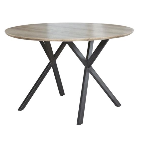 Jedálenský stôl, dub sivý/čierna, priemer 100 cm, AKTON | Hejnabytok.sk