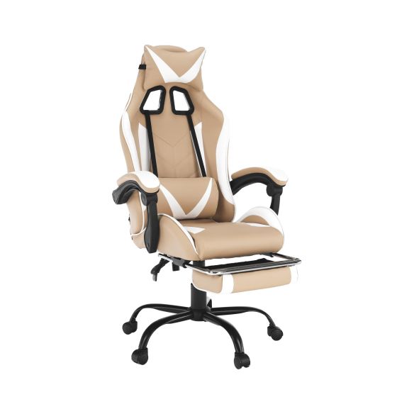 Kancelárske/herné kreslo, čierna/biela/béžová, OZGE 2 NEW