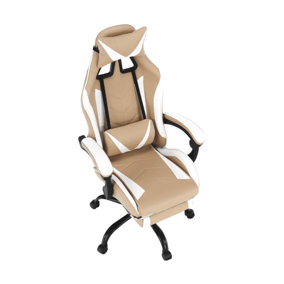 Kancelárske/herné kreslo, čierna/biela/béžová, OZGE 2 NEW