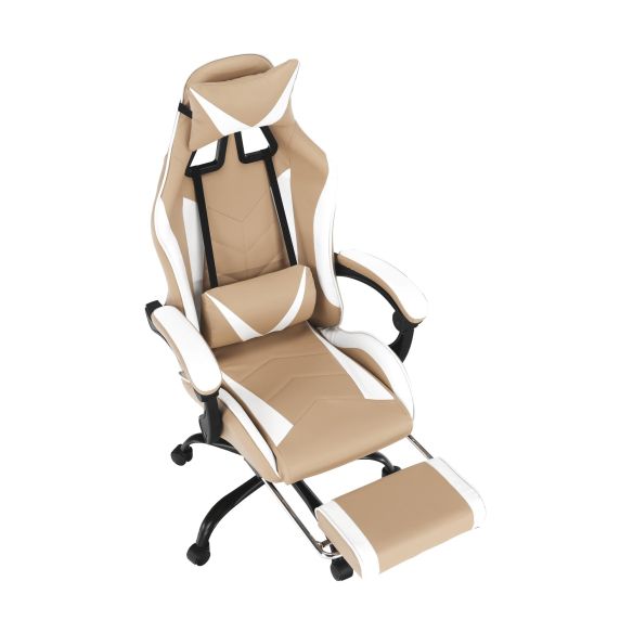 Kancelárske/herné kreslo, čierna/biela/béžová, OZGE 2 NEW