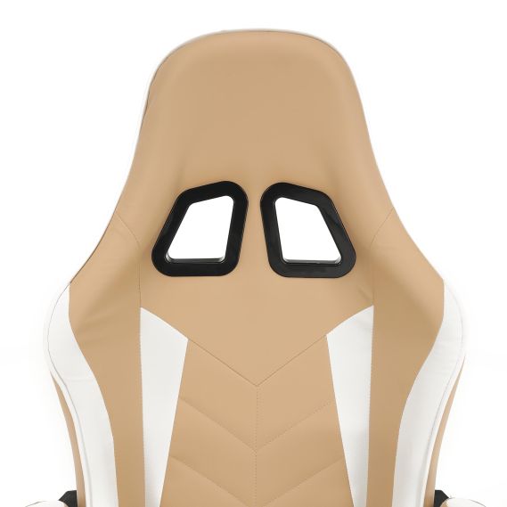 Kancelárske/herné kreslo, čierna/biela/béžová, OZGE 2 NEW