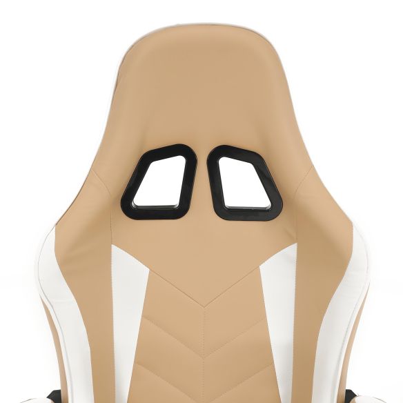 Kancelárske/herné kreslo, čierna/biela/béžová, OZGE 2 NEW