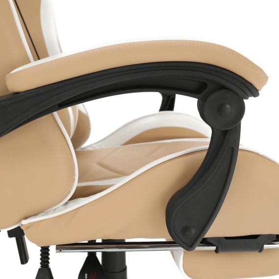 Kancelárske/herné kreslo, čierna/biela/béžová, OZGE 2 NEW