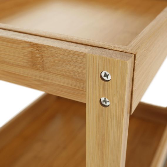 Regál, lakovaný bambus/látka sivá, KELANA