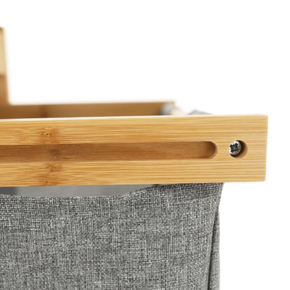 Regál, lakovaný bambus/látka sivá, KELANA