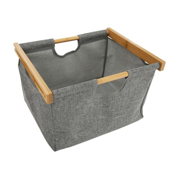 Regál, lakovaný bambus/látka sivá, KELANA