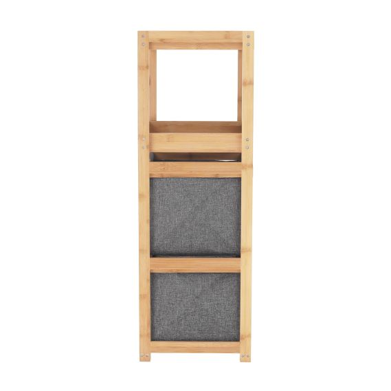 Regál, lakovaný bambus/látka sivá, KELANA