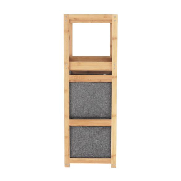 Regál, lakovaný bambus/látka sivá, KELANA