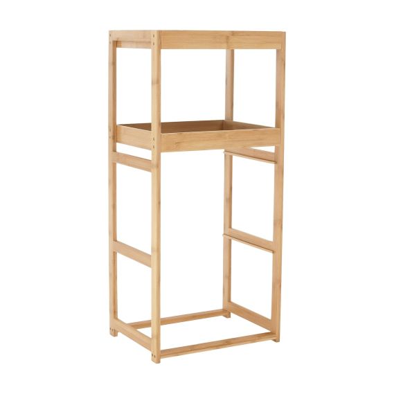 Regál, lakovaný bambus/látka sivá, KELANA