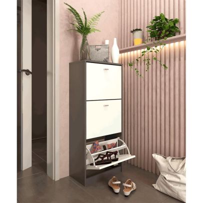 Trojradový botník, grafit/biela, VIVAT NEW TYP 2 2