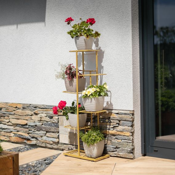 Kovový stojan na kvety, zlatá, BAMIR TYP 3