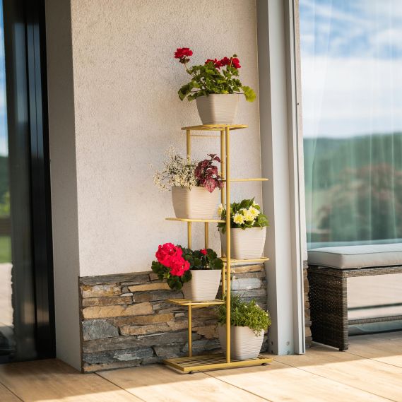 Kovový stojan na kvety, zlatá, BAMIR TYP 3