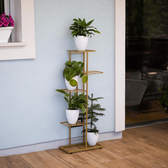 Kovový stojan na kvety, zlatá, BAMIR TYP 3
