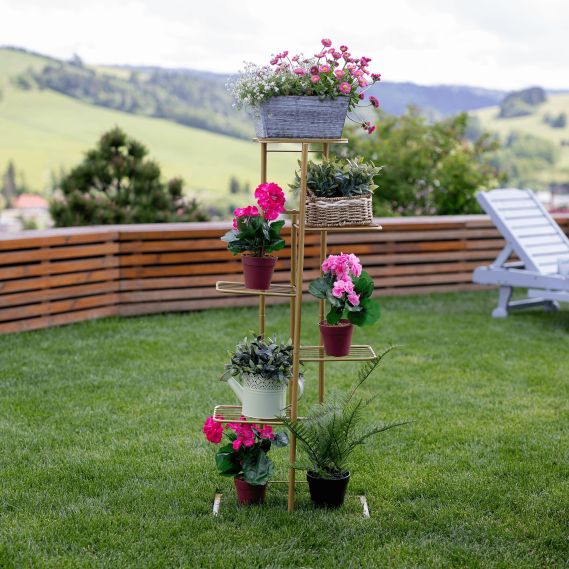 Kovový stojan na kvety, zlatá, BAMIR TYP 3