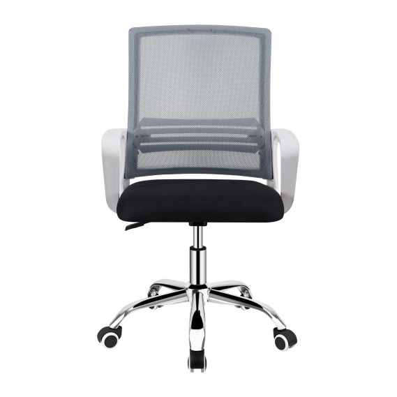 Kancelárska stolička, sieťovina sivá/látka čierna/plast biely, APOLO 2 NEW