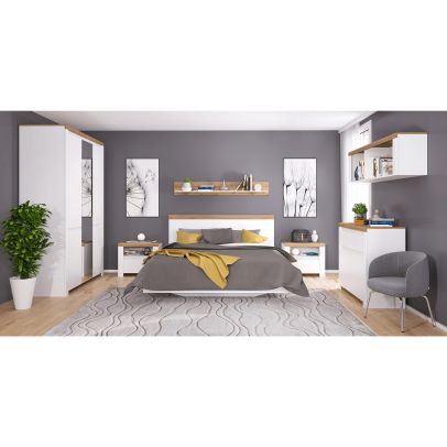 PC stôl 1D1S/120, biely lesk/dub wotan, VILGO 2