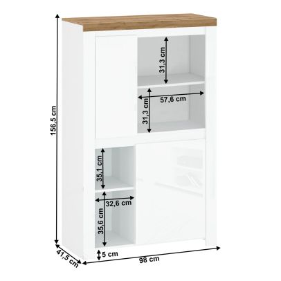 Regál 2D, biely lesk/dub wotan, VILGO 2