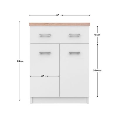 Komoda 2D1S/60, biela/dub sonoma, TOPTY TYP 41 2